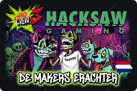 Chaos Crew 3 Hacksaw Gaming illustratie met de personages uit de reeks.