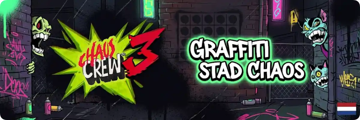 Chaos Crew 3 game illustratie met graffiti muren en neon straatsfeer.